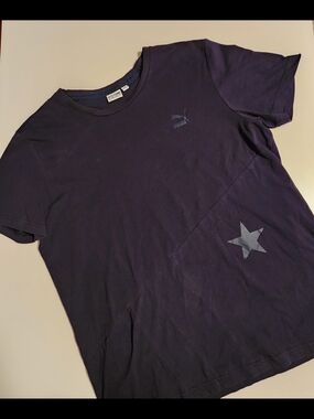 Vintage Puma Men's Crew Tee with Star Detail - Deep Navy